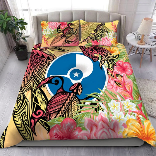 Yap State Bedding Set - Flowers Tropical With Sea Animals