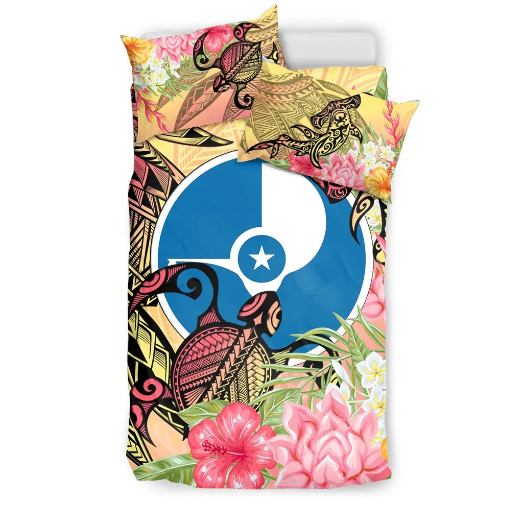 Yap State Bedding Set - Flowers Tropical With Sea Animals