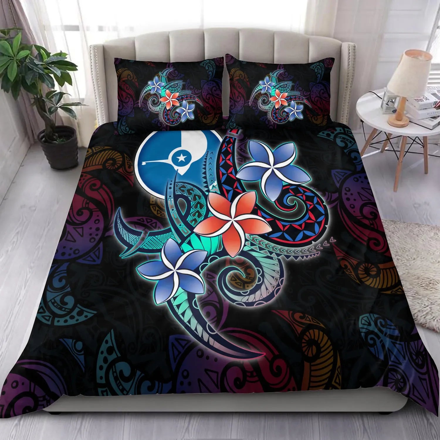 Yap State Bedding Set - Plumeria Flowers Style