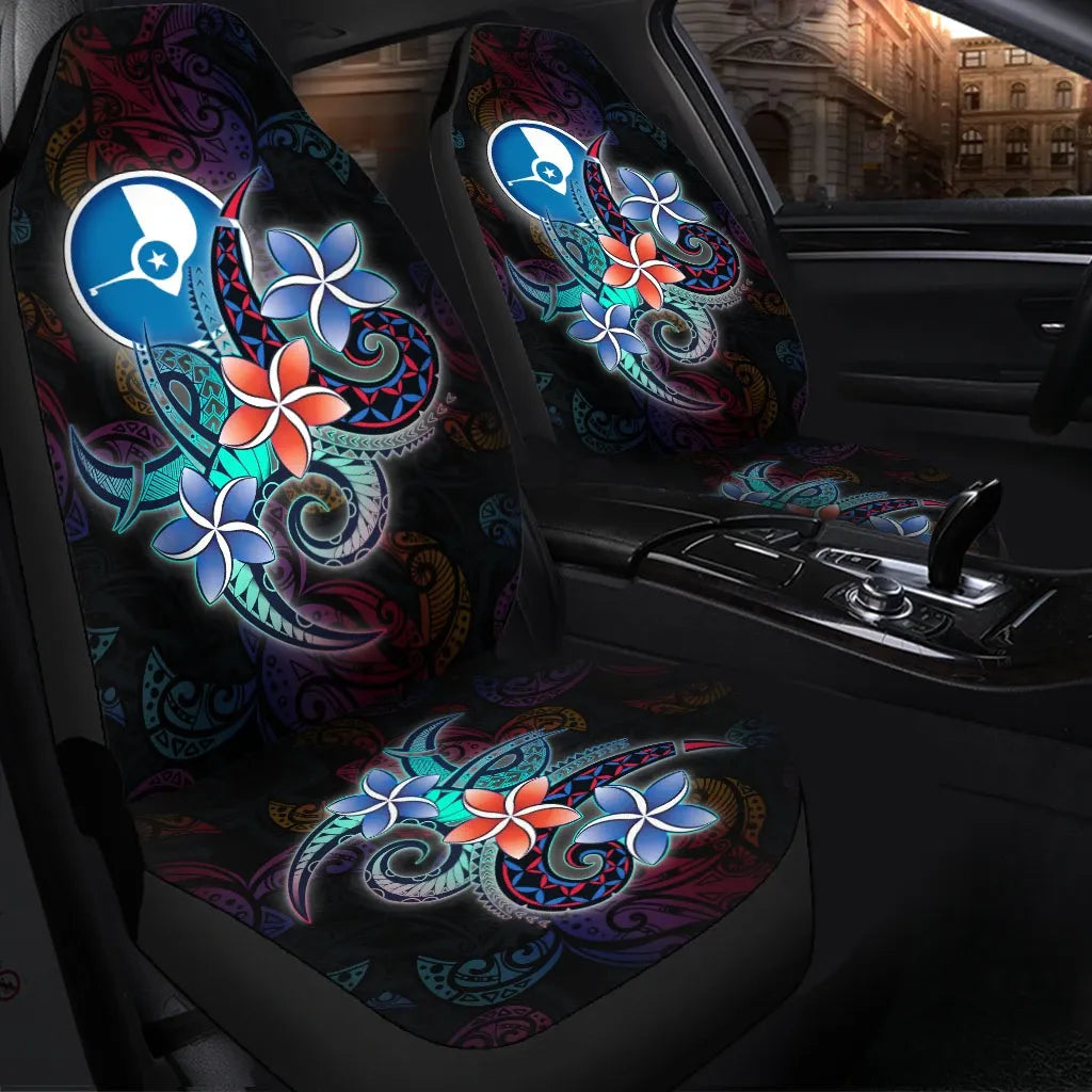 Yap State Car Seat Cover - Plumeria Flowers Style