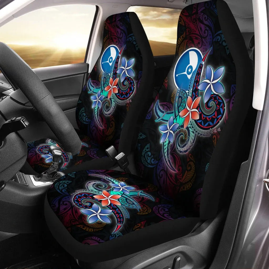 Yap State Car Seat Cover - Plumeria Flowers Style