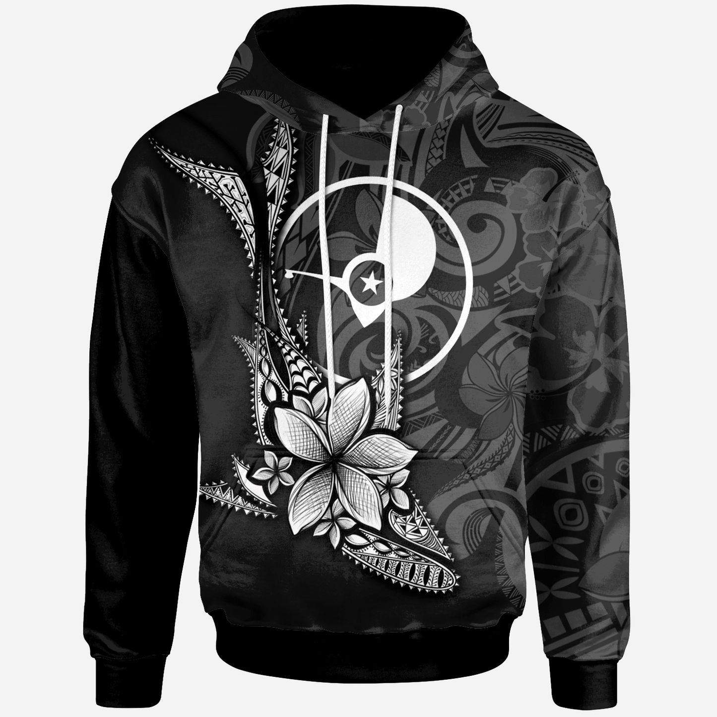 Yap State Custom Personalised Hoodie - Fish With Plumeria Flowers Style