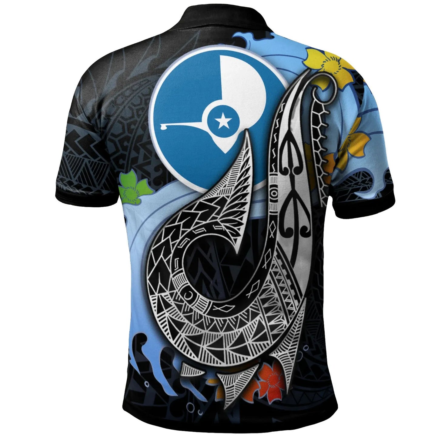 Yap State Custom Personalised Polo Shirt - Fish Hooks And Wave