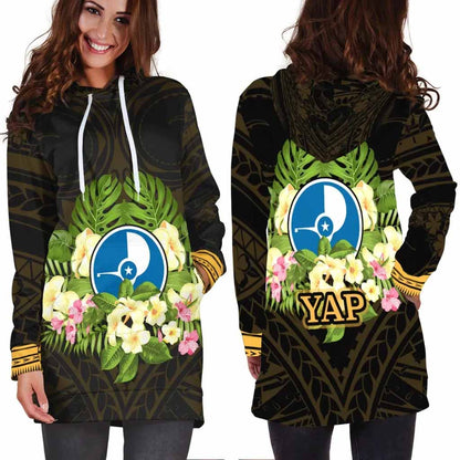 Yap State Hoodie Dress - Polynesian Gold Patterns Collection