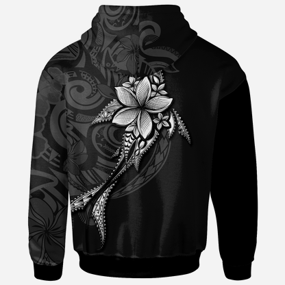 Yap State Hoodie - Fish With Plumeria Flowers Style