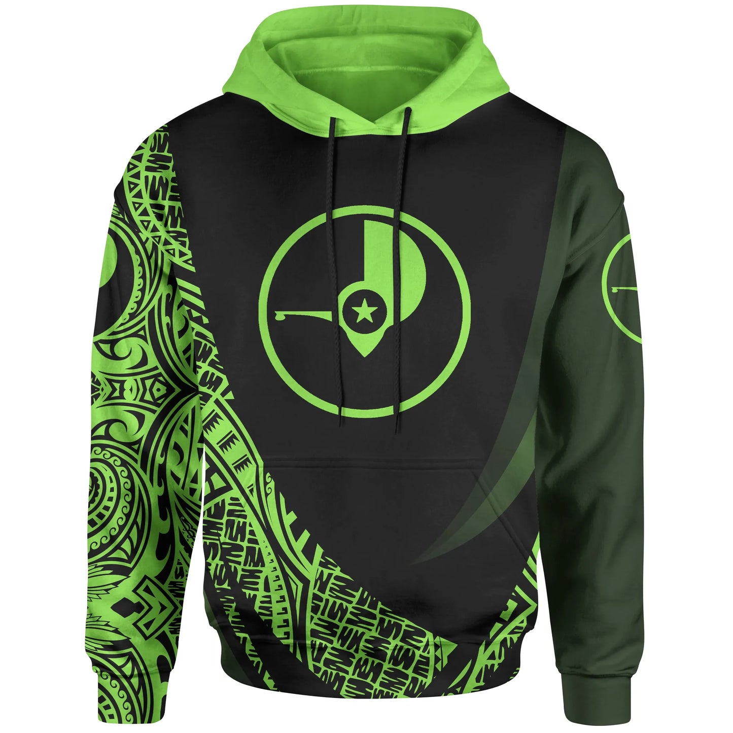Yap State Hoodie - Green Polynesian Patterns Sport Style
