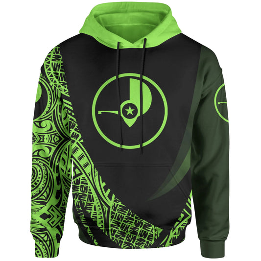 Yap State Hoodie - Green Polynesian Patterns Sport Style