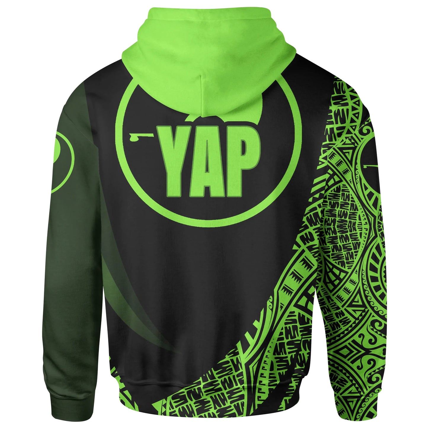 Yap State Hoodie - Green Polynesian Patterns Sport Style