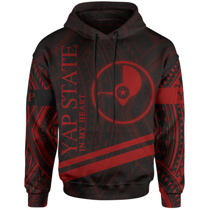 Yap State Hoodie - In My Heart Style Red Polynesian Patterns