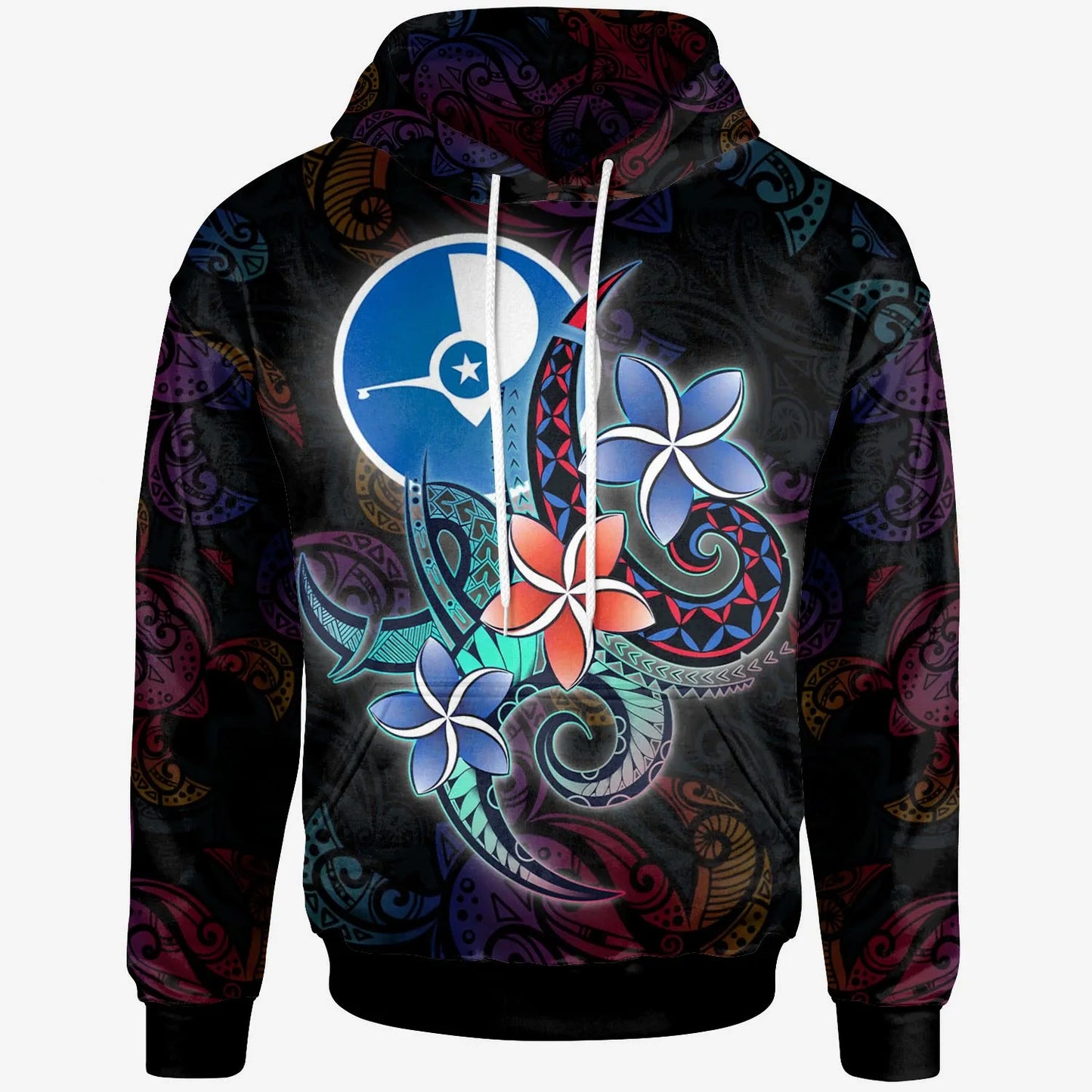 Yap State Hoodie - Plumeria Flowers Style