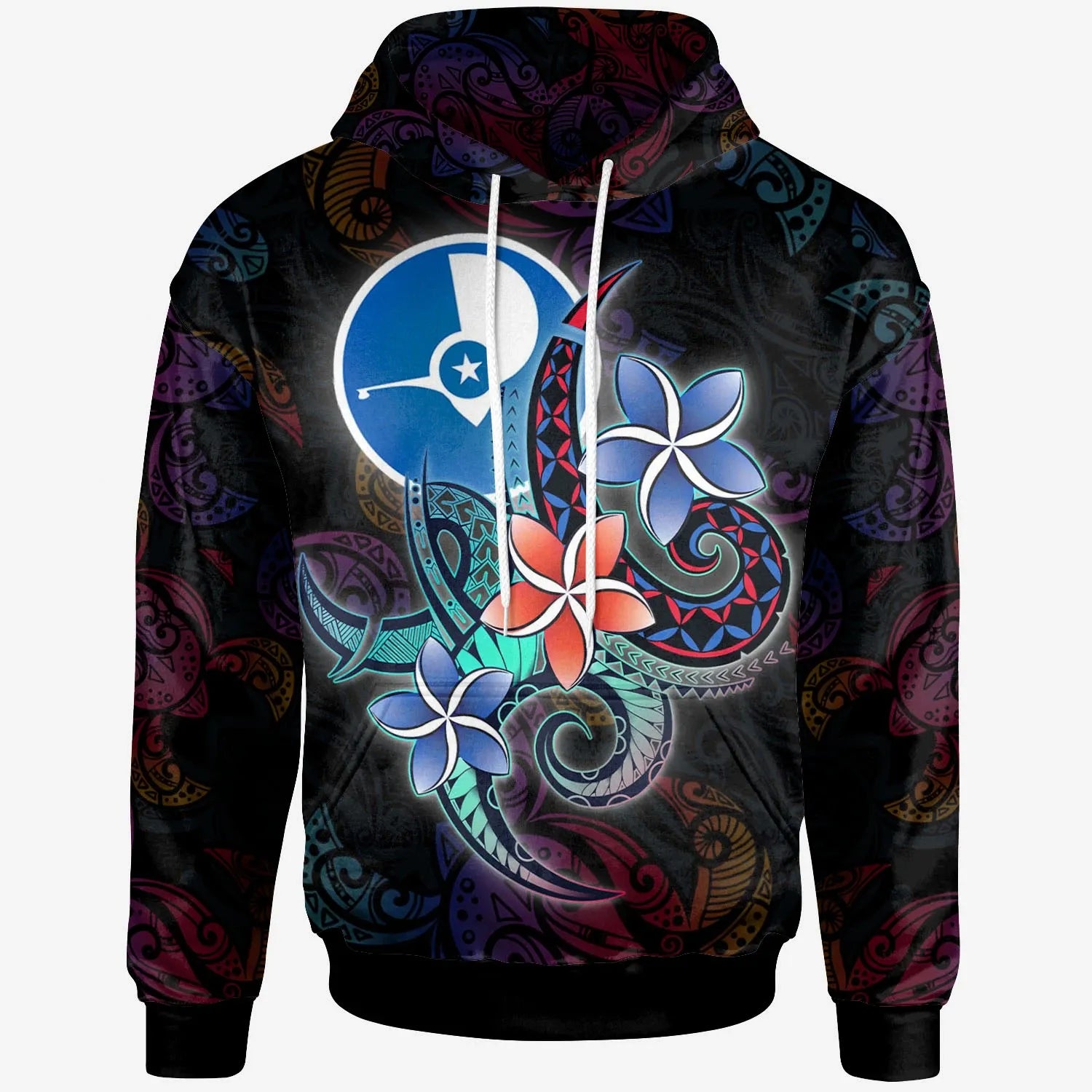 Yap State Hoodie - Plumeria Flowers Style