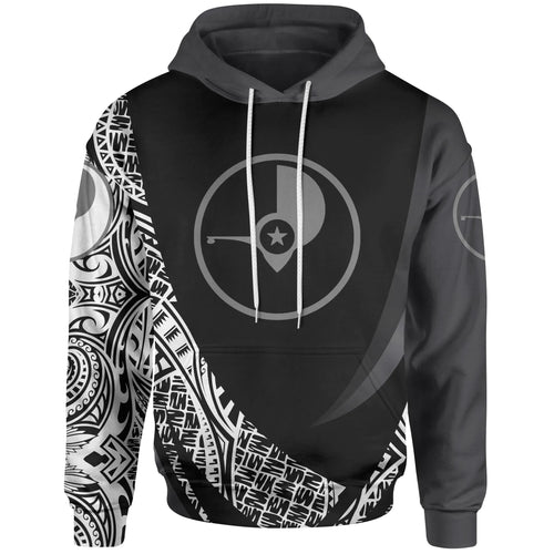 Yap State Hoodie - White Polynesian Patterns Sport Style