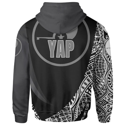 Yap State Hoodie - White Polynesian Patterns Sport Style