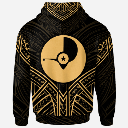 Yap State Hoodie - Yap State Seal Gold Tribal Patterns