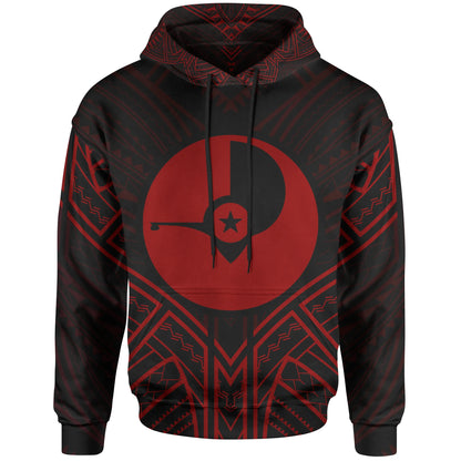 Yap State Hoodie - Yap State Seal Red Tribal Patterns