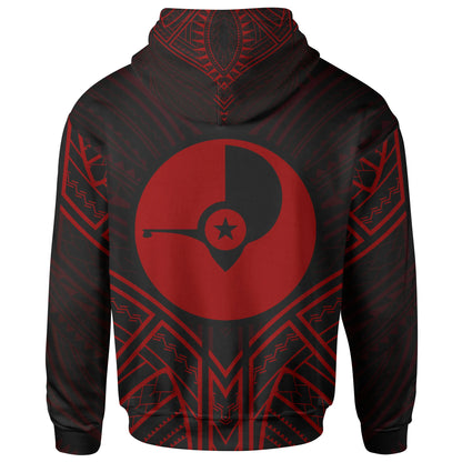 Yap State Hoodie - Yap State Seal Red Tribal Patterns