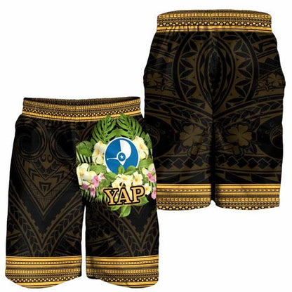 Yap State Men Shorts - Polynesian Gold Patterns Collection