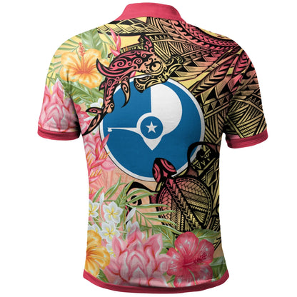 Yap State Polo Shirt -  Flowers Tropical With Sea Animals