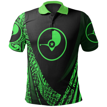 Yap State Polo Shirt - Green Polynesian Patterns Sport Style