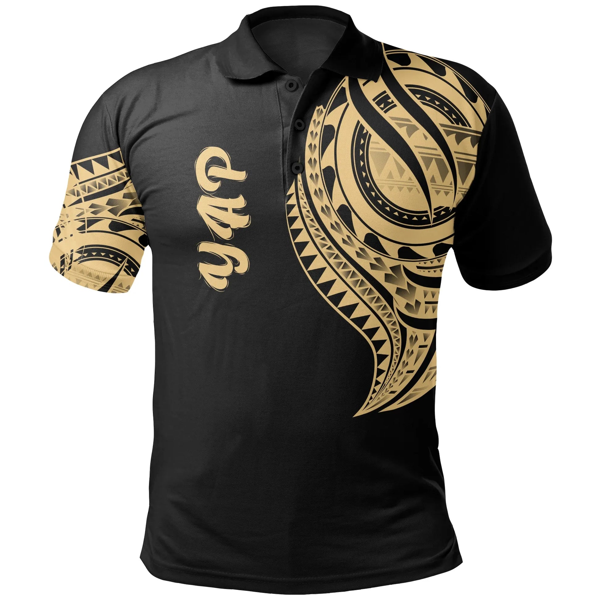 Yap State Polo Shirt - Yap State Tatau Gold Patterns