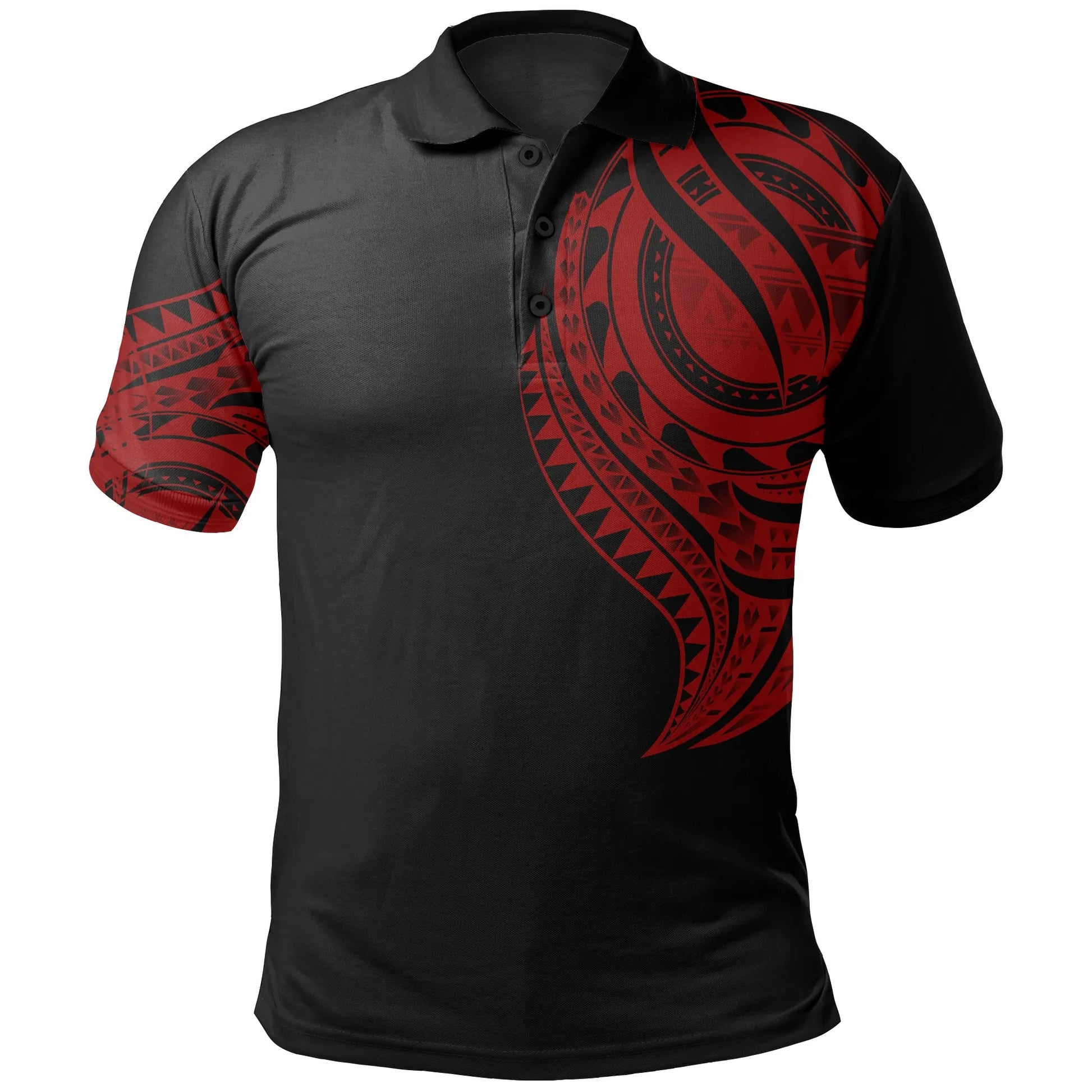Yap State Polo Shirt - Yap State Tatau Red Patterns With Coat Of Arms
