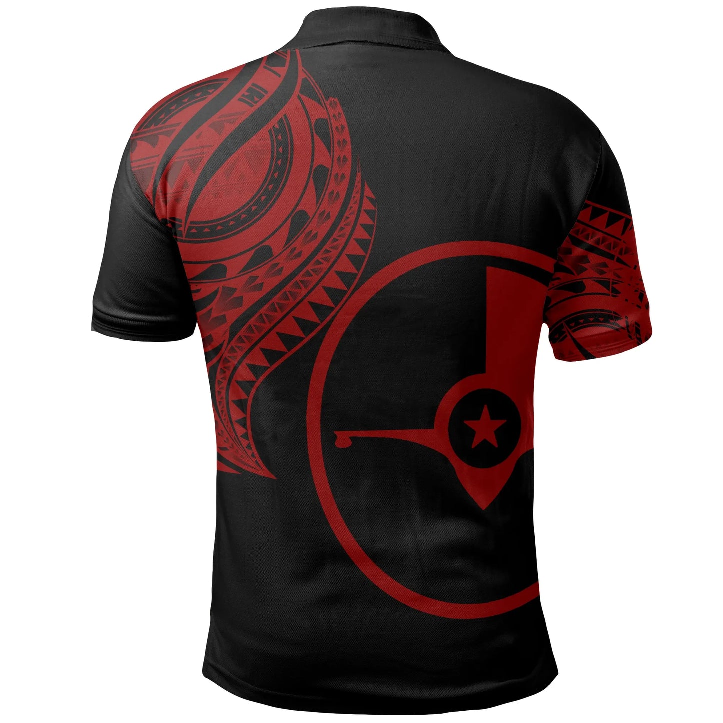 Yap State Polo Shirt - Yap State Tatau Red Patterns With Coat Of Arms