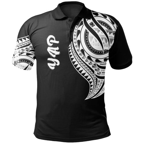 Yap State Polo Shirt - Yap State Tatau White Patterns