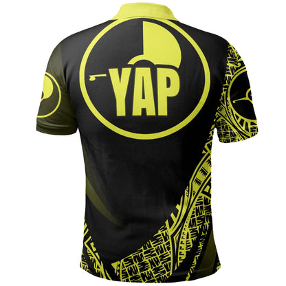Yap State Polo Shirt - Yellow Polynesian Patterns Sport Style