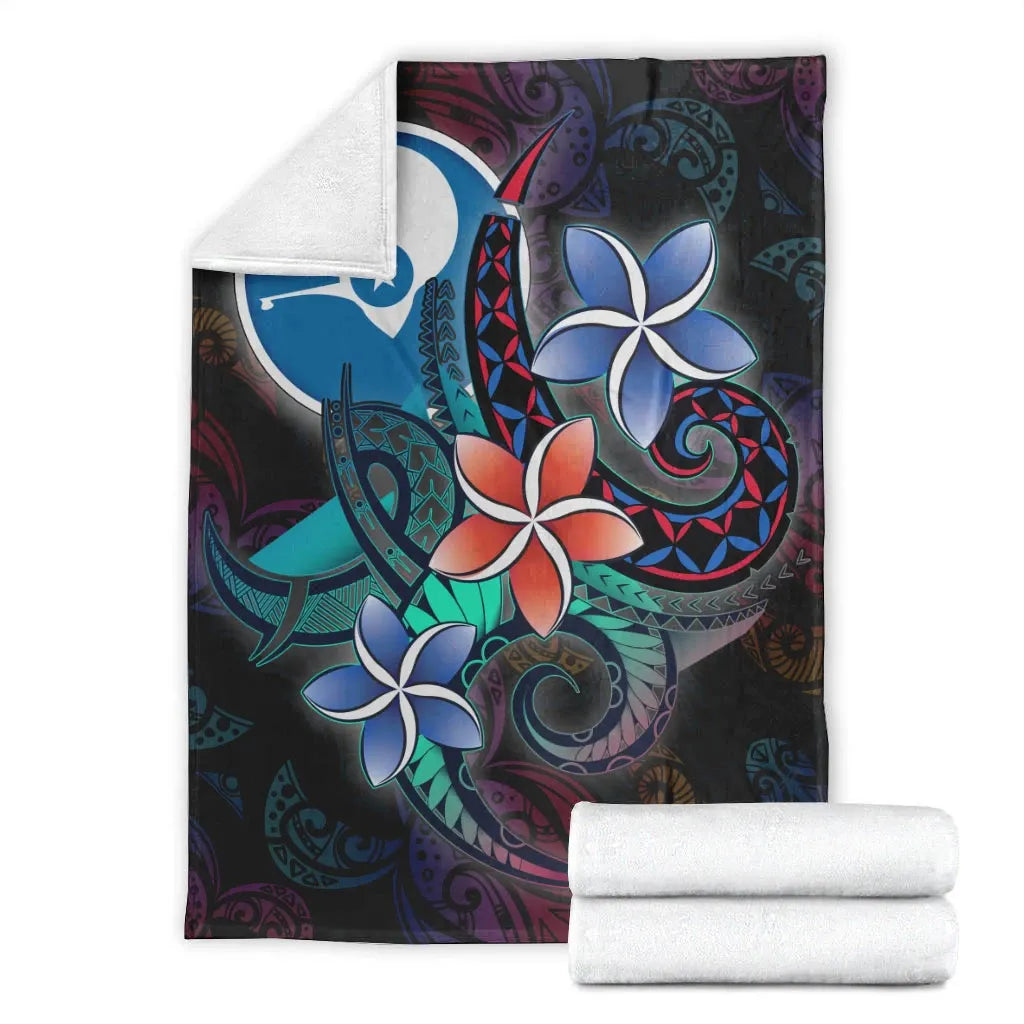 Yap State Premium Blanket - Plumeria Flowers Style