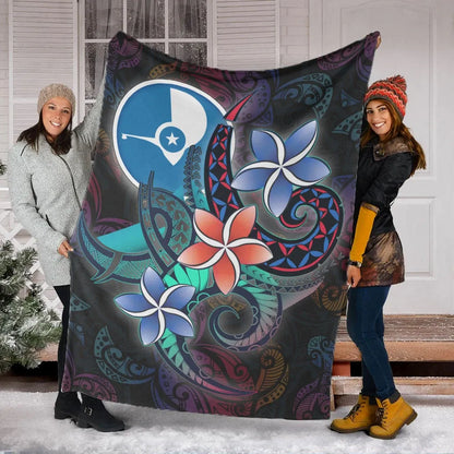 Yap State Premium Blanket - Plumeria Flowers Style