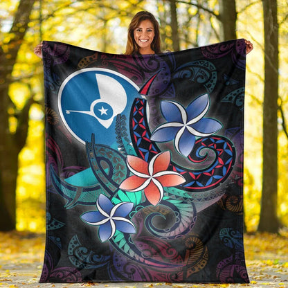 Yap State Premium Blanket - Plumeria Flowers Style