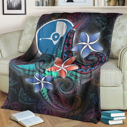 Yap State Premium Blanket - Plumeria Flowers Style