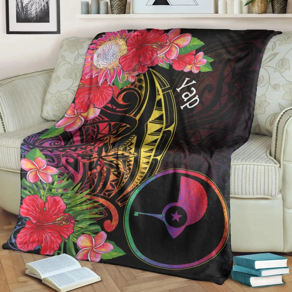 Yap State Premium Blanket - Tropical Hippie Style