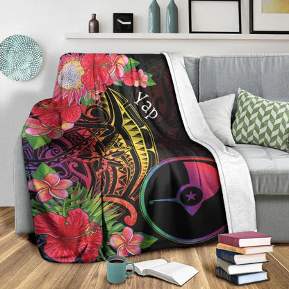 Yap State Premium Blanket - Tropical Hippie Style
