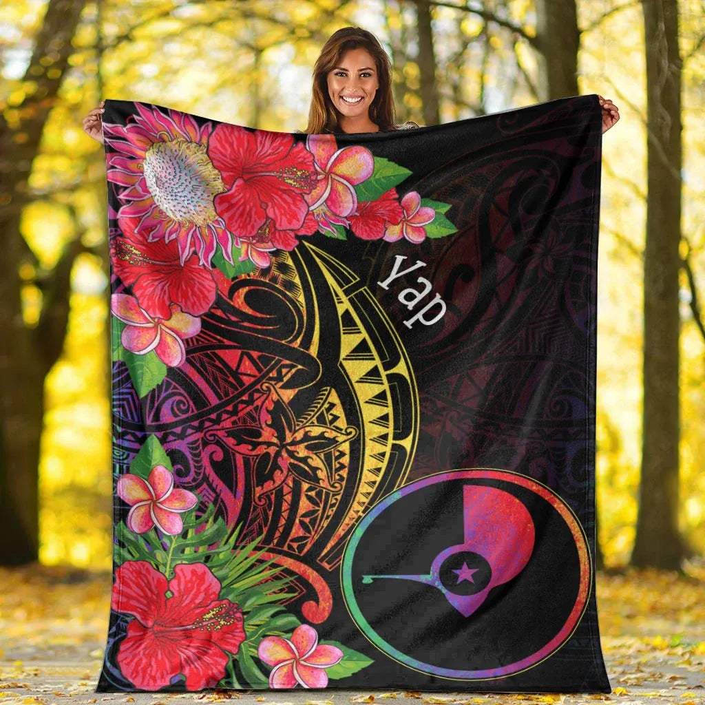 Yap State Premium Blanket - Tropical Hippie Style