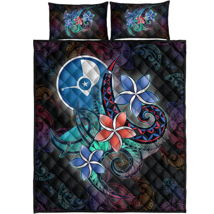 Yap State Quilt Bed Set - Plumeria Flowers Style