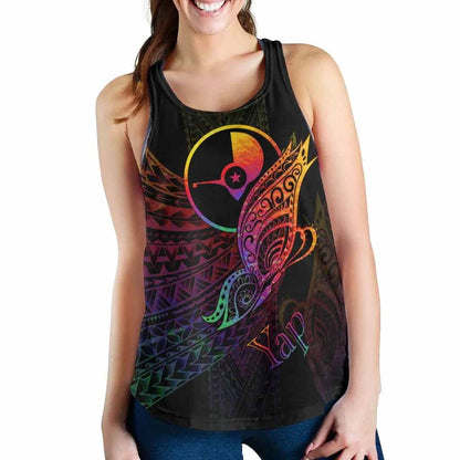Yap State Women Racerback Tank - Butterfly Polynesian Style