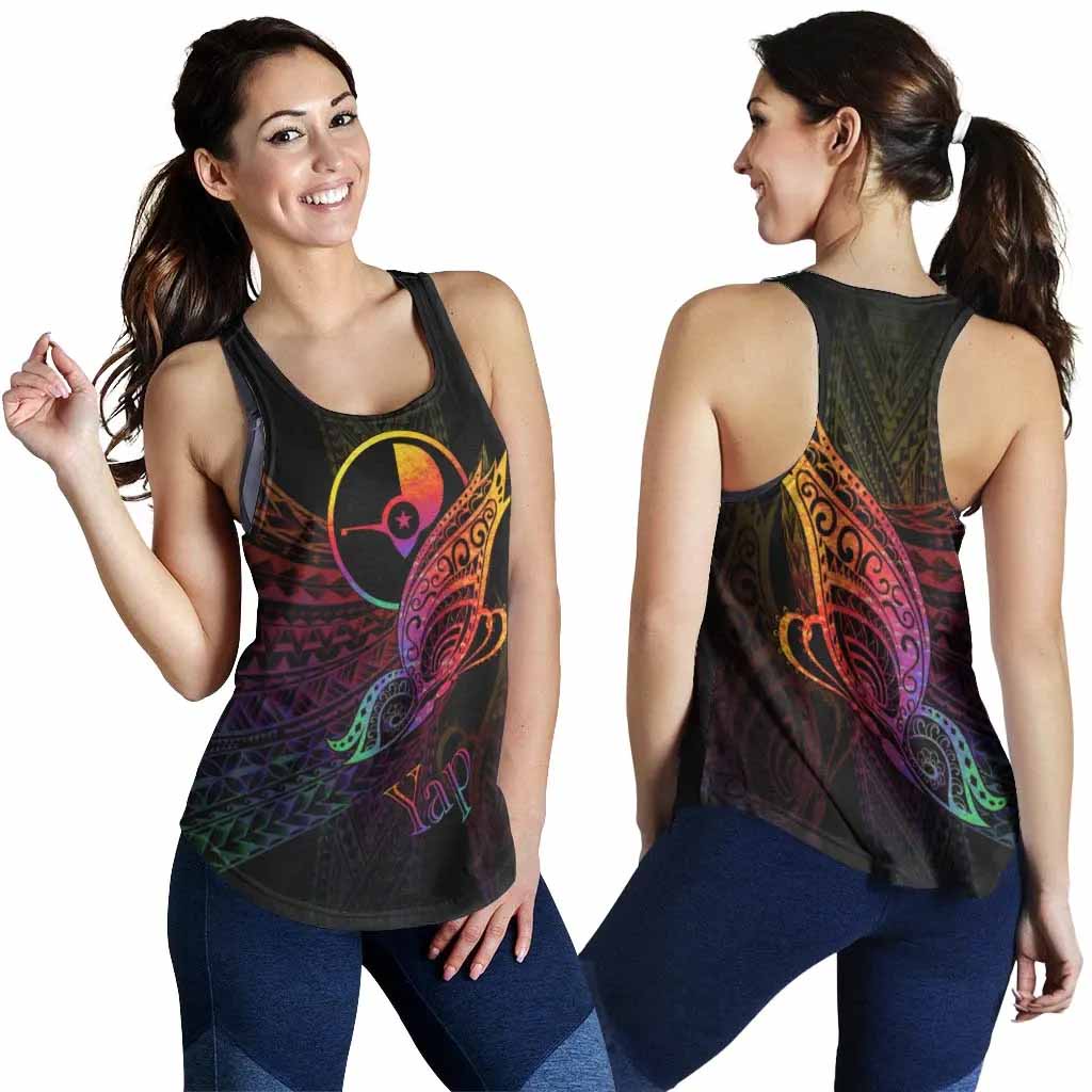 Yap State Women Racerback Tank - Butterfly Polynesian Style