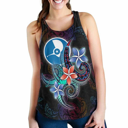 Yap State Women Racerback Tank - Plumeria Flowers Style