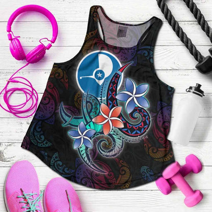 Yap State Women Racerback Tank - Plumeria Flowers Style