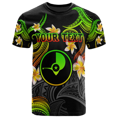 Yap T-shirt - Custom Personalised Polynesian Waves with Plumeria Flowers (Reggae)