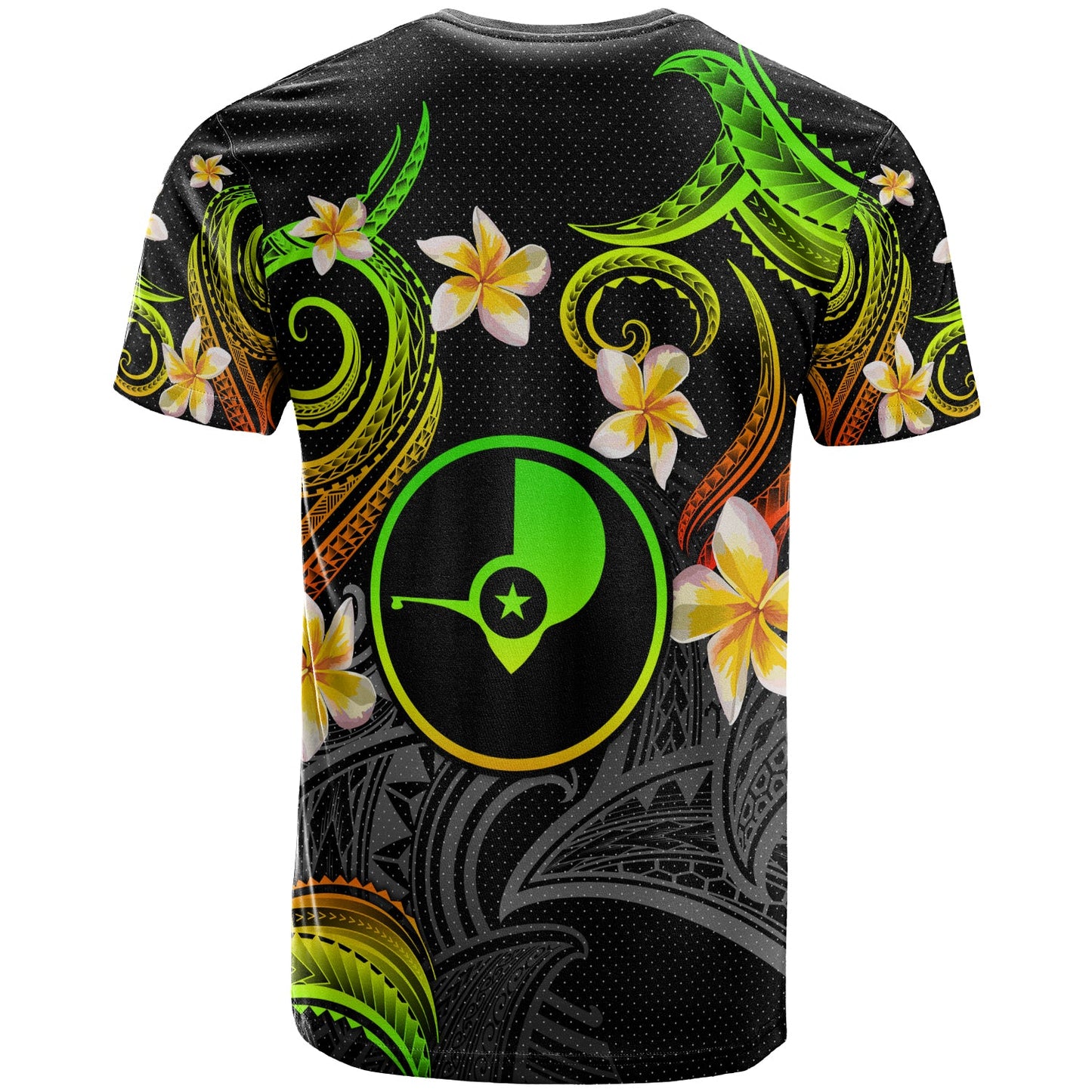 Yap T-shirt - Custom Personalised Polynesian Waves with Plumeria Flowers (Reggae)