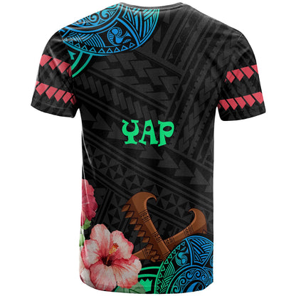 Yap T-Shirt - Polynesian Pride with Hibicus Flower Tribal Pattern