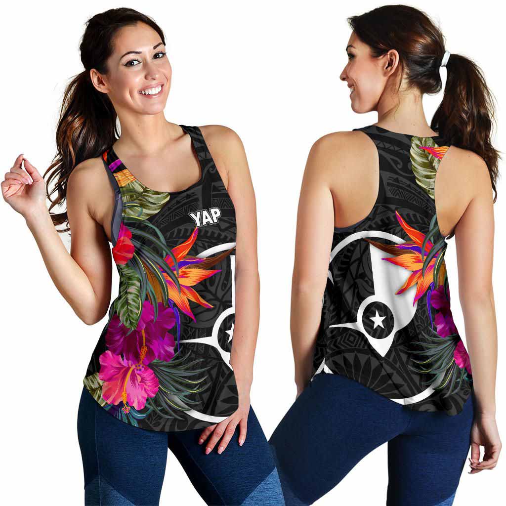 Yap Women Racerback Tank - Polynesian Hibiscus Pattern