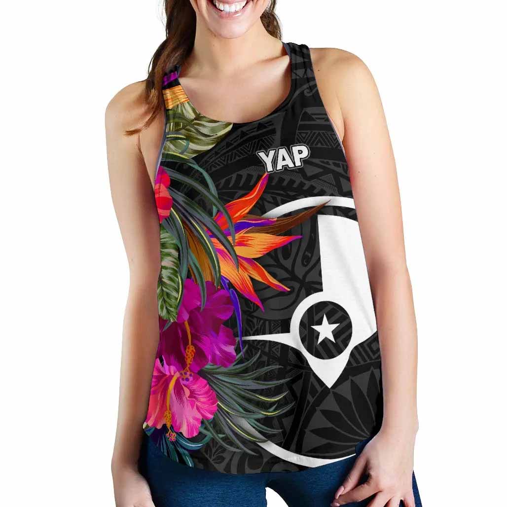 Yap Women Racerback Tank - Polynesian Hibiscus Pattern