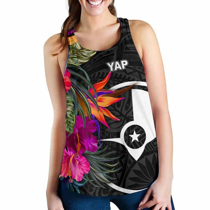 Yap Women Racerback Tank - Polynesian Hibiscus Pattern
