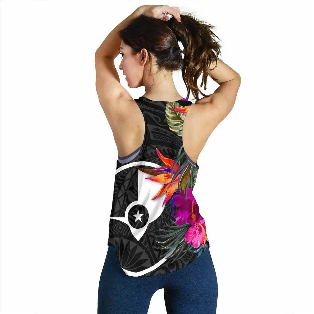 Yap Women Racerback Tank - Polynesian Hibiscus Pattern