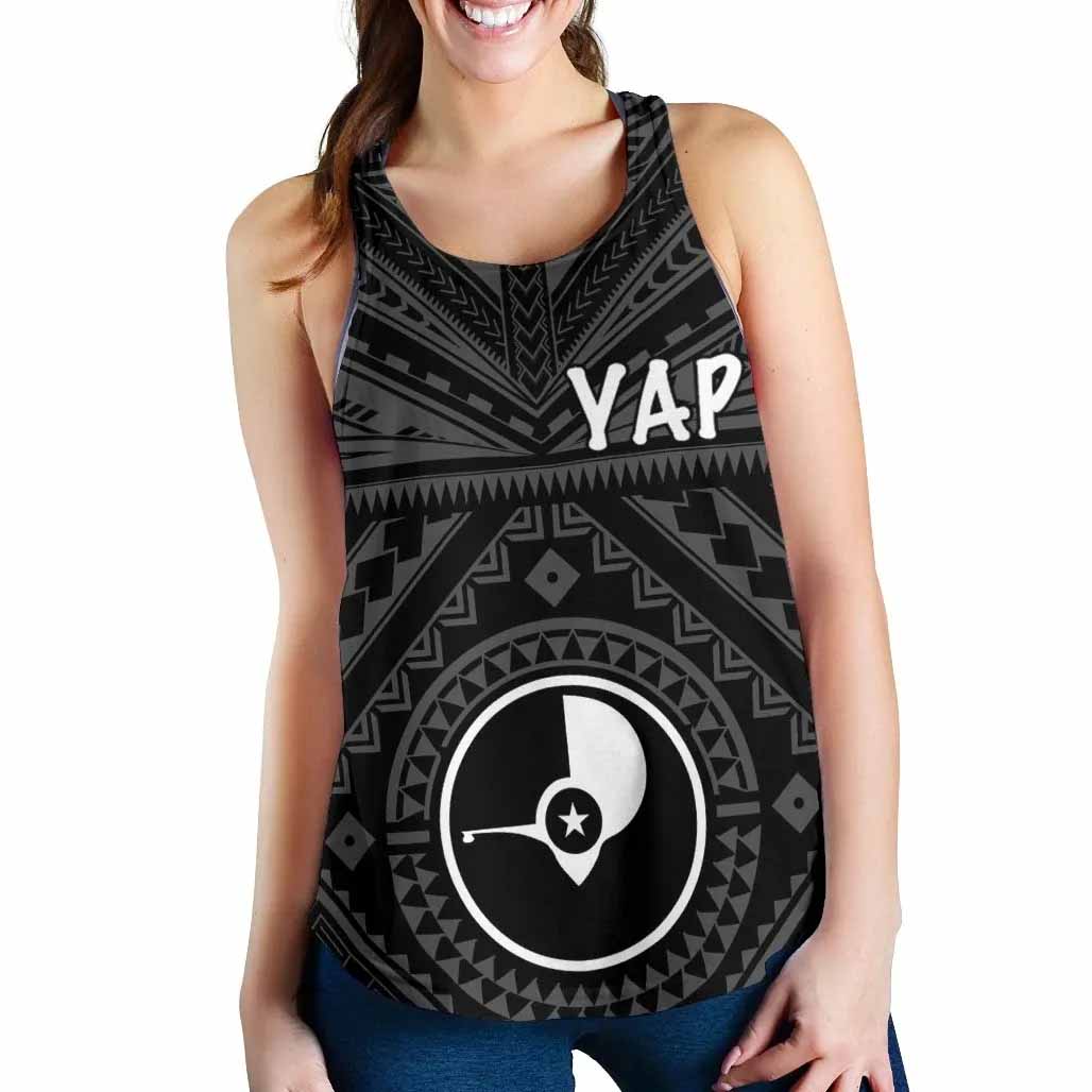 Yap Women Racerback Tank - Yap Seal With Polynesian Tattoo Style