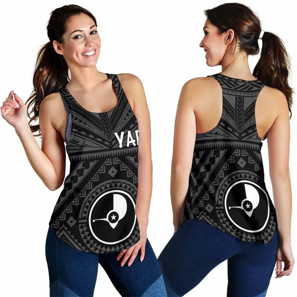 Yap Women Racerback Tank - Yap Seal With Polynesian Tattoo Style