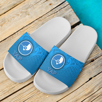Yap Islands Flag Color With Traditional Patterns Slide Sandals